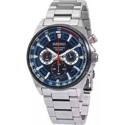 Seiko Conceptual Chronograph Stainless Steel Blue Dial Quartz SSB407P1 100M Men's Watch