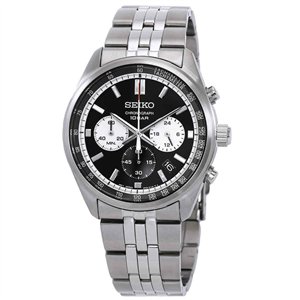 Seiko Chronograph Stainless Steel Black Dial Quartz SSB429P1 100M Men's Watch