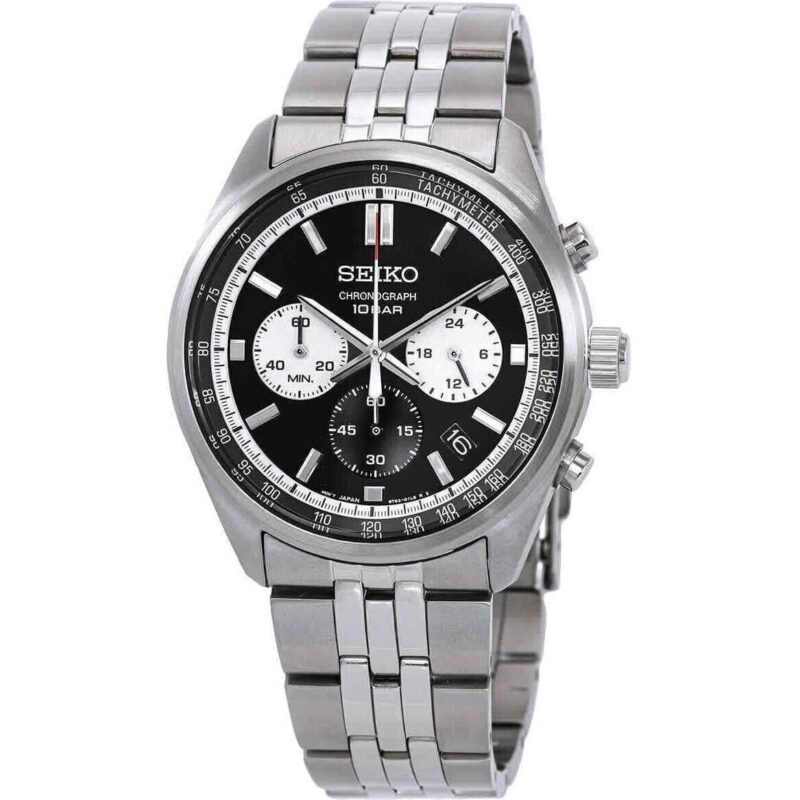 SSB429P1 Seiko Chronograph Stainless Steel Black Dial Quartz SSB429P1 100M Men's Watch