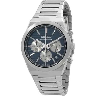 Seiko Sport Chronograph Stainless Steel Blue Dial Quartz SSB453P1 100M Men's Watch