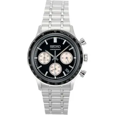 Seiko Chronograph Stainless Steel Black Dial Quartz SSB479P1 Men's Watch