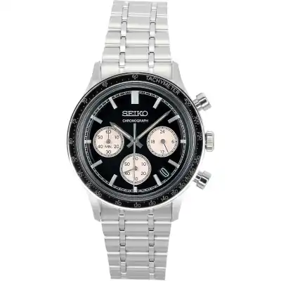 Seiko Chronograph Stainless Steel Black Dial Quartz SSB479P1 Men's Watch