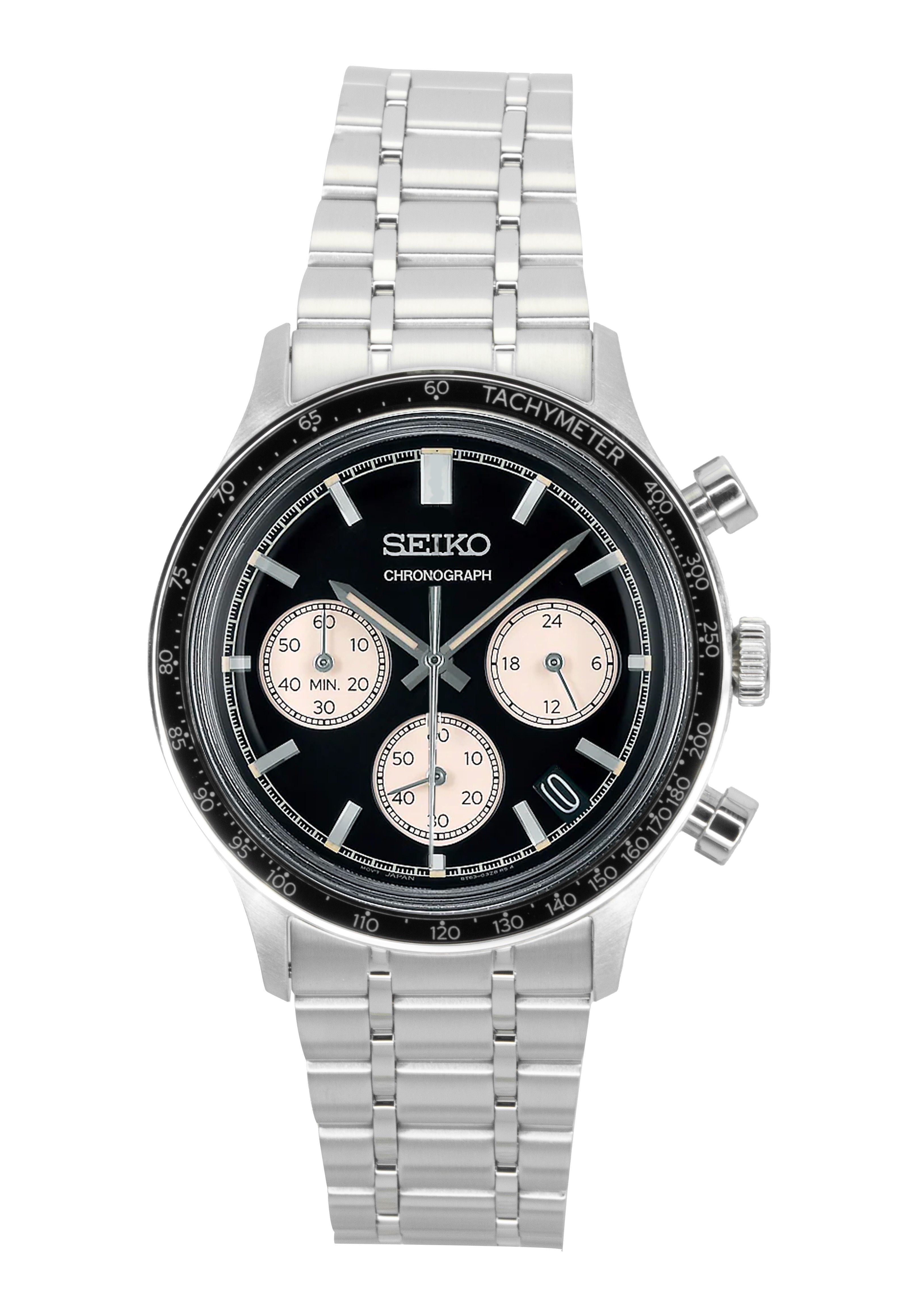Seiko Chronograph Stainless Steel Black Dial Quartz SSB479P1 Men's Watch