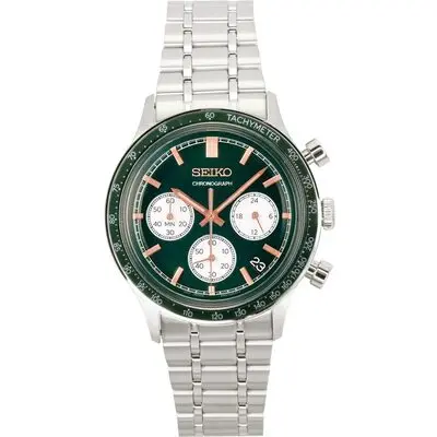 Seiko Chronograph Stainless Steel Green Dial Quartz SSB481P1 Men's Watch