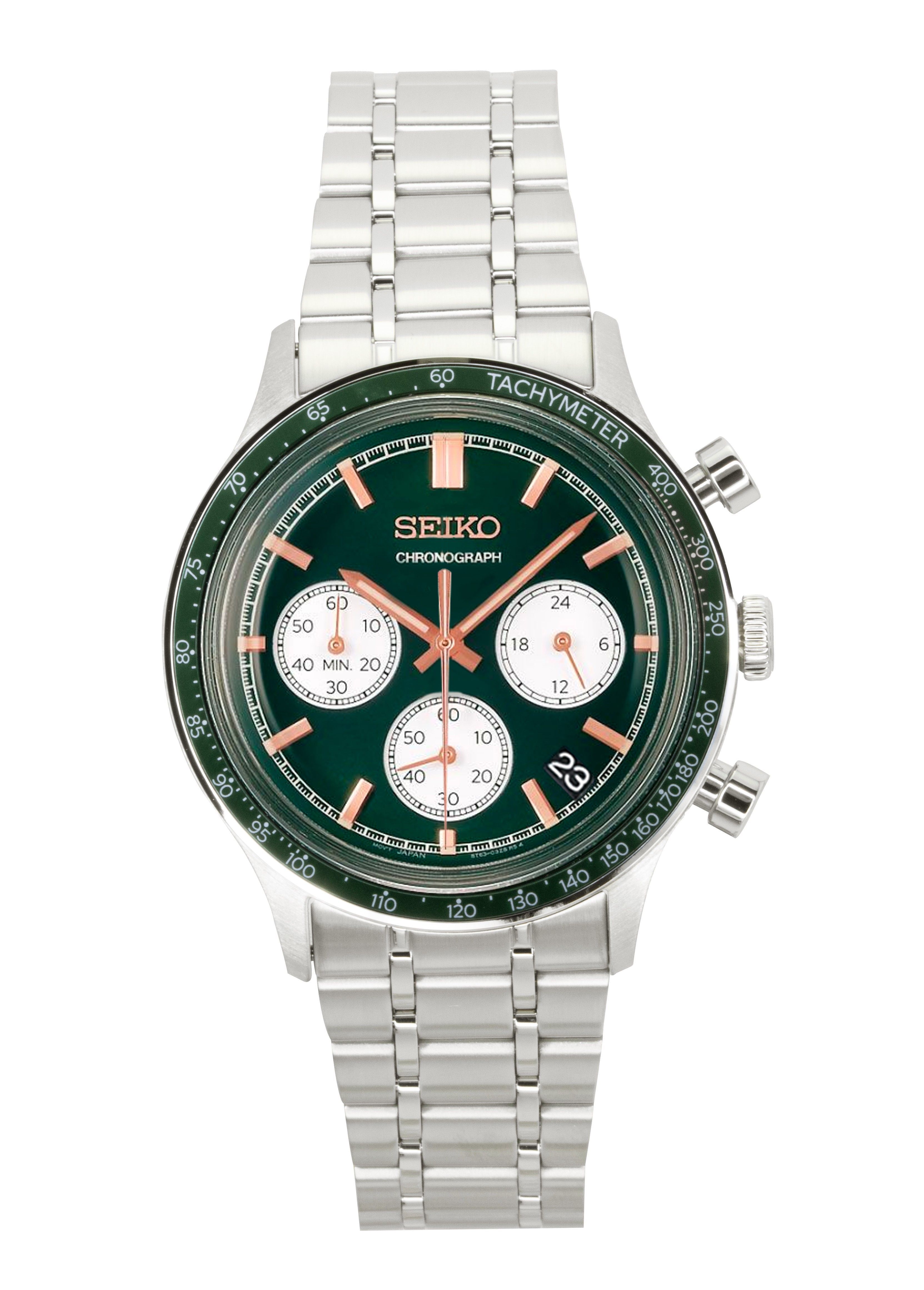 Seiko Chronograph Stainless Steel Green Dial Quartz SSB481P1 Men's Watch