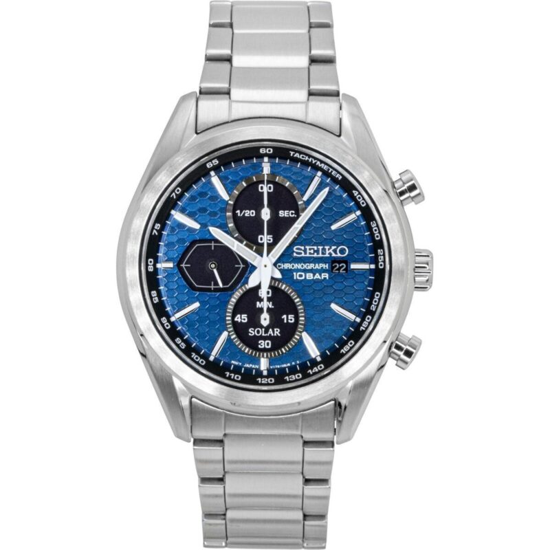 Seiko Chronograph Stainless Steel Blue Dial Solar SSC801P1 100M Men's Watch Seiko Chronograph Stainless Steel Blue Dial Solar SSC801P1 100M Men's Watch