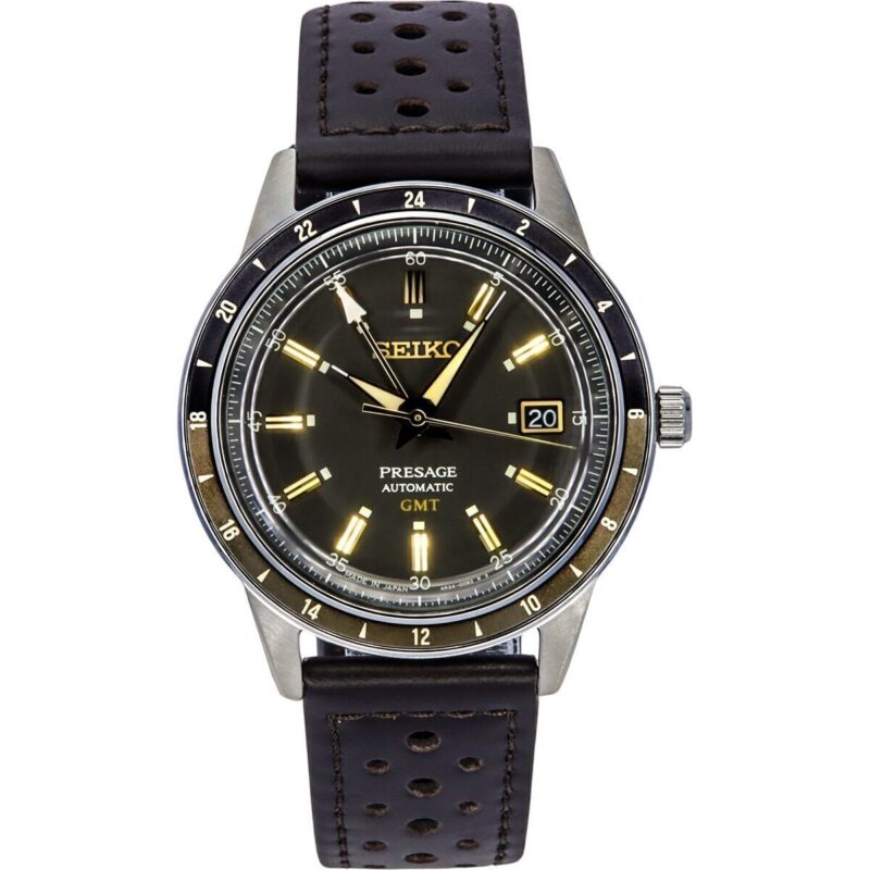 Seiko Presage Style60's GMT Calf Leather Strap Black Dial Automatic SSK013J1 Men's Watch Seiko Presage Style60's GMT Calf Leather Strap Black Dial Automatic SSK013J1 Men's Watch