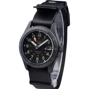 Seiko 5 Sports GMT Field Series Leather Strap Black Dial Automatic SSK025K1 100M Men's Watch