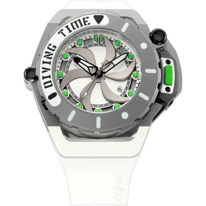 Mazzucato RIM Scuba White Green Reversible Twin Dial Automatic SUB07-WH802 100M Men's Watch