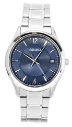 Seiko Classic Stainless Steel Blue Dial Quartz SUR419P1 100M Men's Watch