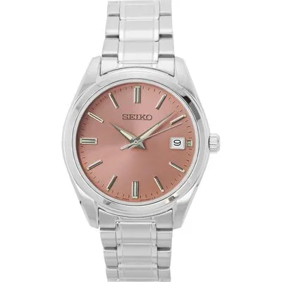 Seiko Stainless steel Salmon Dial Quartz SUR523P1 100M Men's Watch