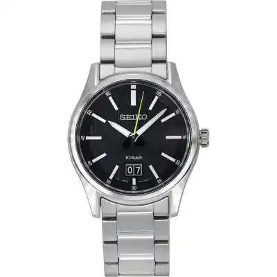 Seiko Analog Stainless Steel Black Dial Quartz SUR535P1 100M Men's Watch