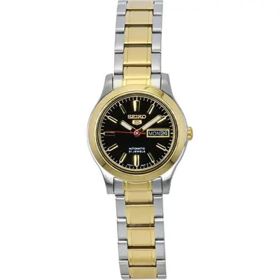 Seiko 5 Two Tone Stainless Steel Black Dial 21 Jewels Automatic SYMD94K1 Women's Watch