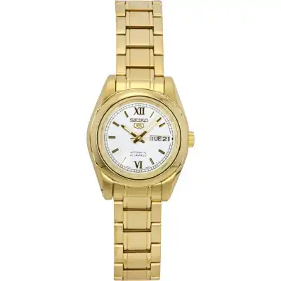 Seiko 5 Gold Tone Stainless Steel White Dial Automatic SYMK30K1 Women's Watch