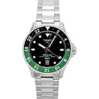 Tissot Seastar 1000 GMT Stainless Steel Black Dial Quartz Diver's T120.852.11.051.00 300M Men's Watch