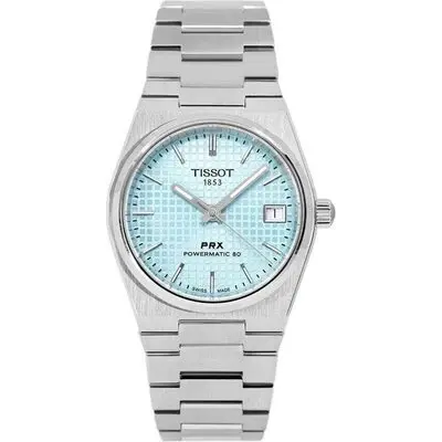 Tissot T-Classic PRX Powermatic 80 Stainless Steel Ice Blue Dial Automatic T137.207.11.351.00 100M Women's Watch