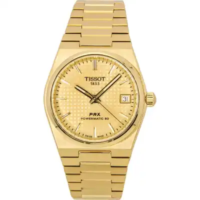 Tissot PRX Powermatic 80 Gold Tone Stainless Steel Champagne Dial Automatic T137.207.33.021.00 100M Unisex Watch