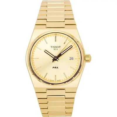Tissot PRX Gold Tone Stainless Steel Champagne Dial Swiss Quartz T137.210.33.021.00 100M Women's Watch