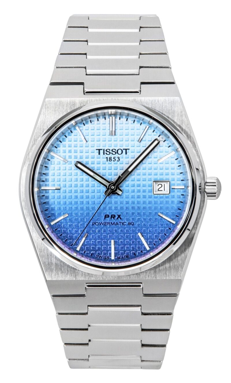 Tissot PRX Powermatic 80 Gradient Stainless Steel Ice Blue Chameleon Dial Automatic T137.407.11.351.01 100M Men's Watch Tissot PRX Powermatic 80 Gradient Stainless Steel Ice Blue Chameleon Dial Automatic T137.407.11.351.01 100M Men's Watch