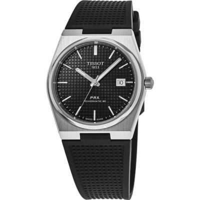 Tissot T-Classic PRX Powermatic 80 Rubber Strap Black Dial Automatic T137.407.17.051.00 100M Men's Watch