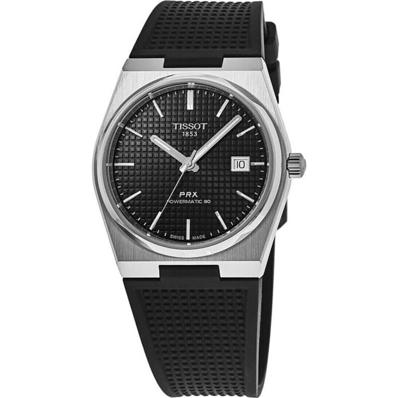 Tissot T-Classic PRX Powermatic 80 Rubber Strap Black Dial Automatic T137.407.17.051.00 100M Men's Watch