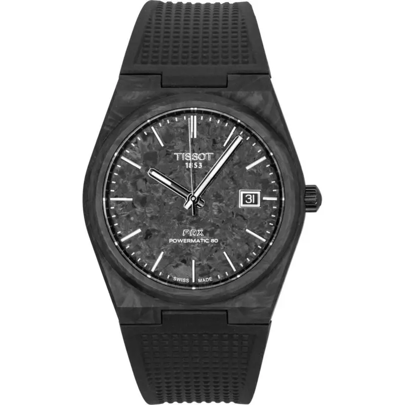 Tissot PRX Carbon Synthetic Strap Black Dial Automatic T137.907.97.201.00 100M Men's Watch