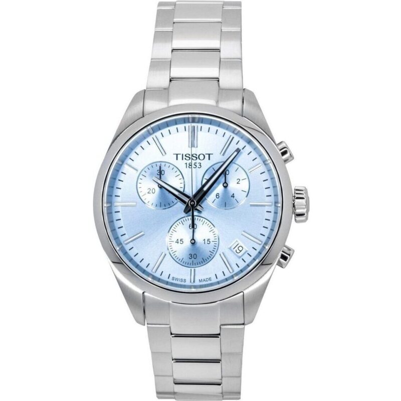Tissot PR 100 Chronograph Stainless Steel Ice Blue Dial Quartz T150.417.11.351.00 100M Men's Watch