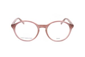 Tommy Hilfiger TH 1841 35J Women’s Designer Eyeglasses – Shiny Soft Pink Round-Oval Frames in Recycled Acetate (TH 1841 PINK)