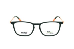 Tommy Hilfiger TJ 0061 807 Unisex Designer Eyeglasses – Shiny Black Bio-Based Rectangular Frames with Lightweight Steel Temples (TJ 0061)