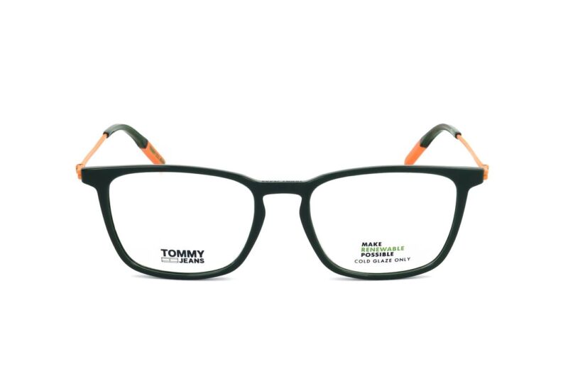 Tommy Hilfiger TJ 0061 807 Unisex Designer Eyeglasses – Shiny Black Bio-Based Rectangular Frames with Lightweight Steel Temples (TJ 0061)