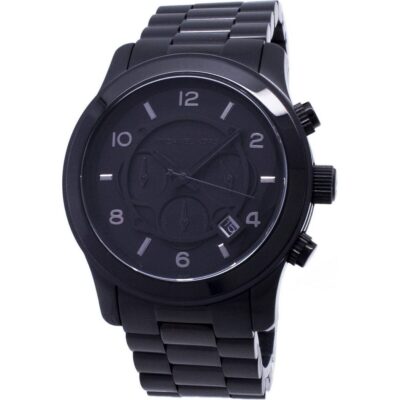 Refurbished Michael Kors Runway Chronograph Stainless Steel Black Dial Quartz MK8157 100M Men's Watch