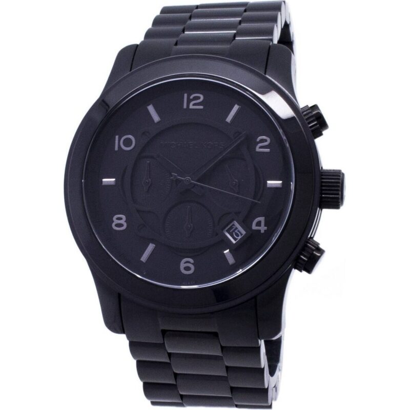 Refurbished Michael Kors Runway Chronograph Stainless Steel Black Dial Quartz MK8157 100M Men's Watch Refurbished Michael Kors Runway Chronograph Stainless Steel Black Dial Quartz MK8157 100M Men's Watch