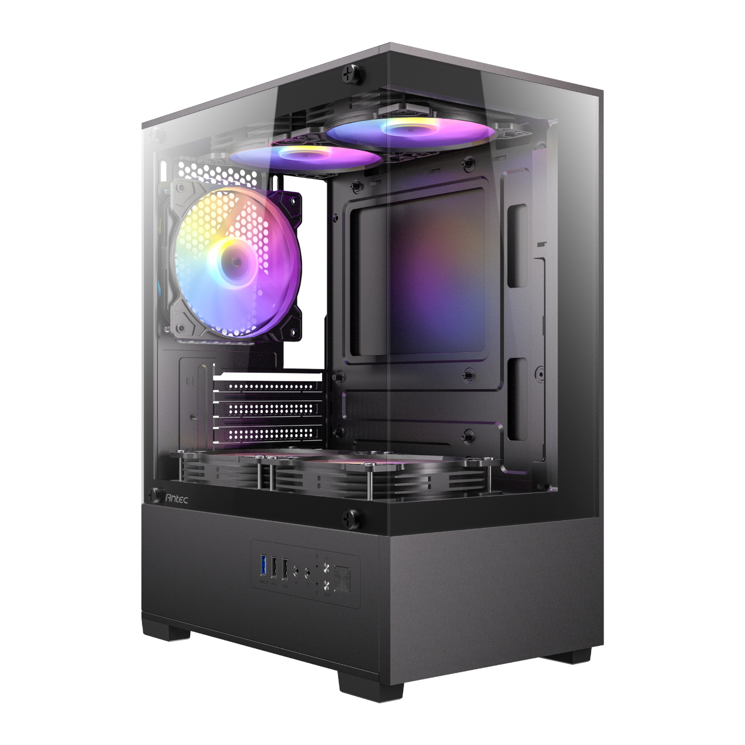 Antec VCX100M RGB Elite ATX, Micro-ATX, ITX Mini Tower Gaming Chassis – Black 1 Antec VCX100M RGB Elite ATX, Micro-ATX, ITX Mini Tower Gaming Chassis – Black