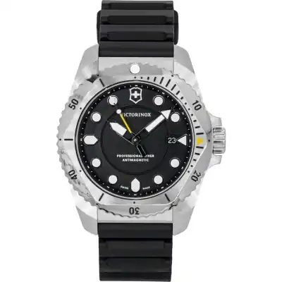 Victorinox Dive Pro Rubber Strap Matt Black Dial Quartz Diver's 241990 300M Men's Watch