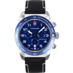 Victorinox Swiss Army Chronograph Leather Strap Blue Dial Quartz 242047 100M Men's Watch