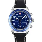 Victorinox Swiss Army Chronograph Leather Strap Blue Dial Quartz 242047 100M Men's Watch