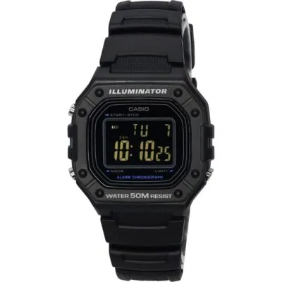 Casio Standard Digital Resin Strap Black Dial Quartz W-218H-1B Men's Watch
