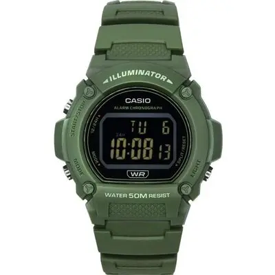 Casio Standard Illuminator Digital Green Resin Strap Quartz W-219HC-3B Men's Watch