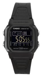 Casio Digital Black Dual Time Resin Strap Quartz W-800H-1BV 100M Men's Watch