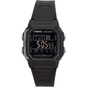 Casio Digital Black Dual Time Resin Strap Quartz W-800H-1BV 100M Men's Watch