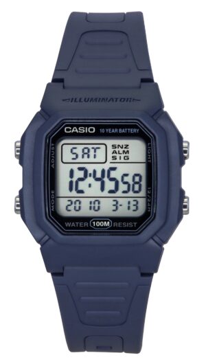 Casio Digital Resin Strap Light Blue Quartz W-800H-2AV 100M Men's Watch