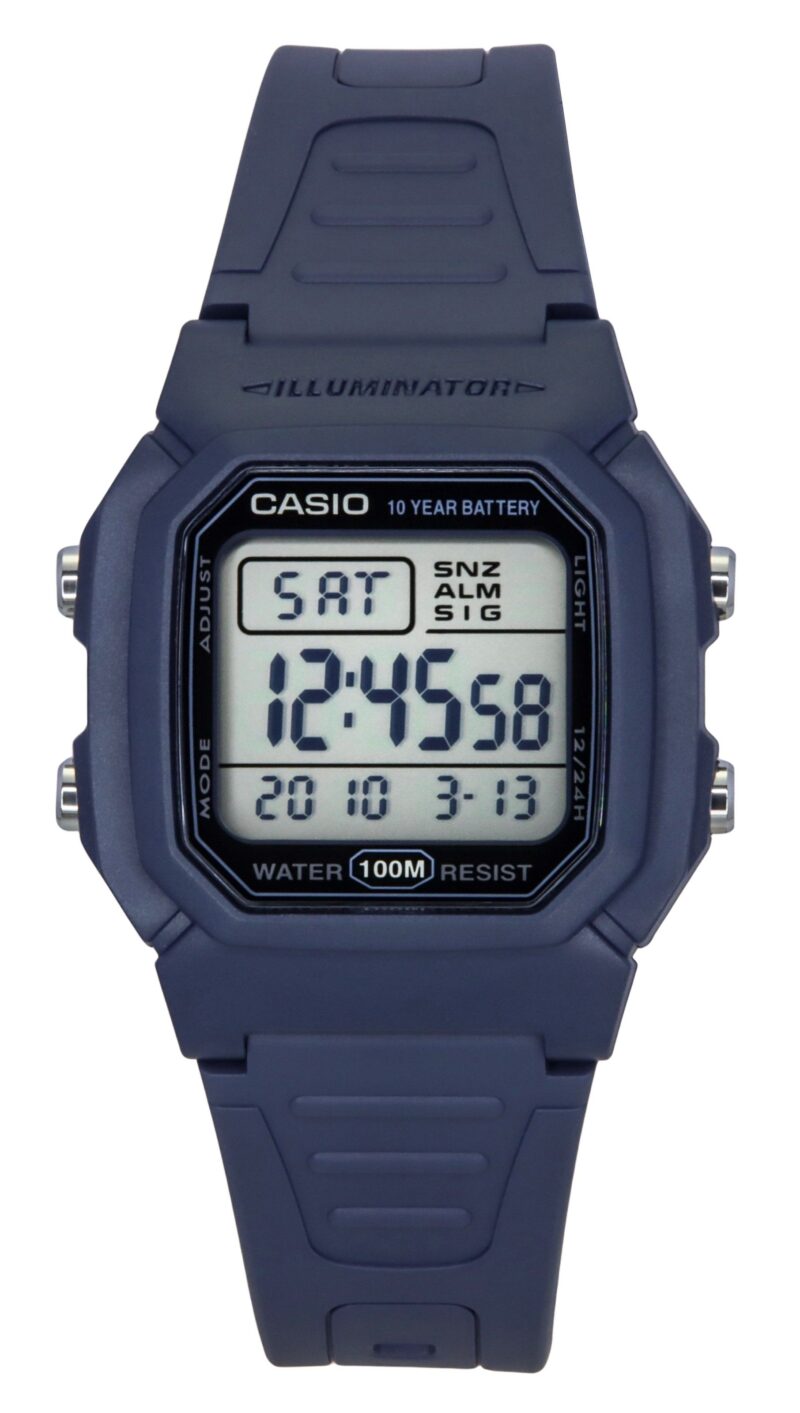 Casio Digital Resin Strap Light Blue Quartz W-800H-2AV 100M Men's Watch