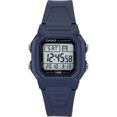 Casio Digital Resin Strap Light Blue Quartz W-800H-2AV 100M Men's Watch