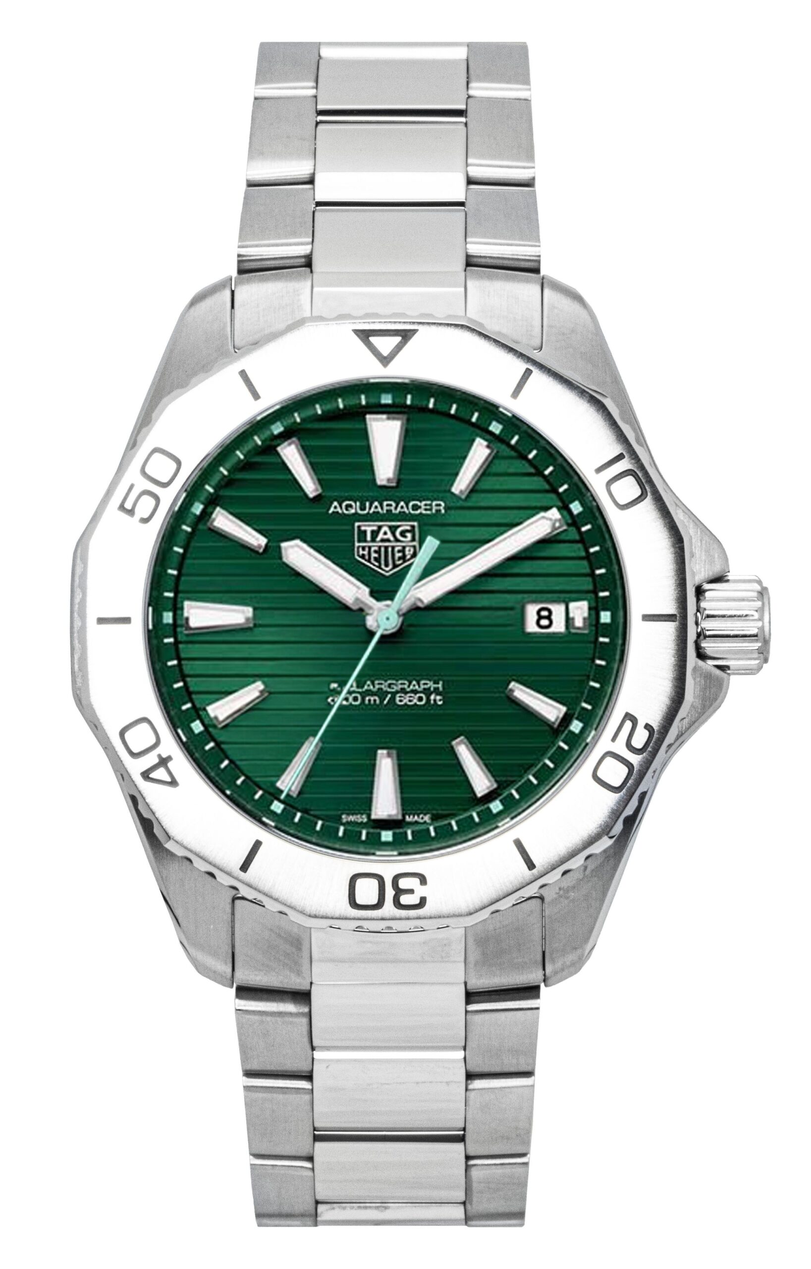 Tag Heuer Aquaracer Solargraph Stainless Steel Green Dial Quartz Diver's WBP1115.BA0000 200M Men's Watch