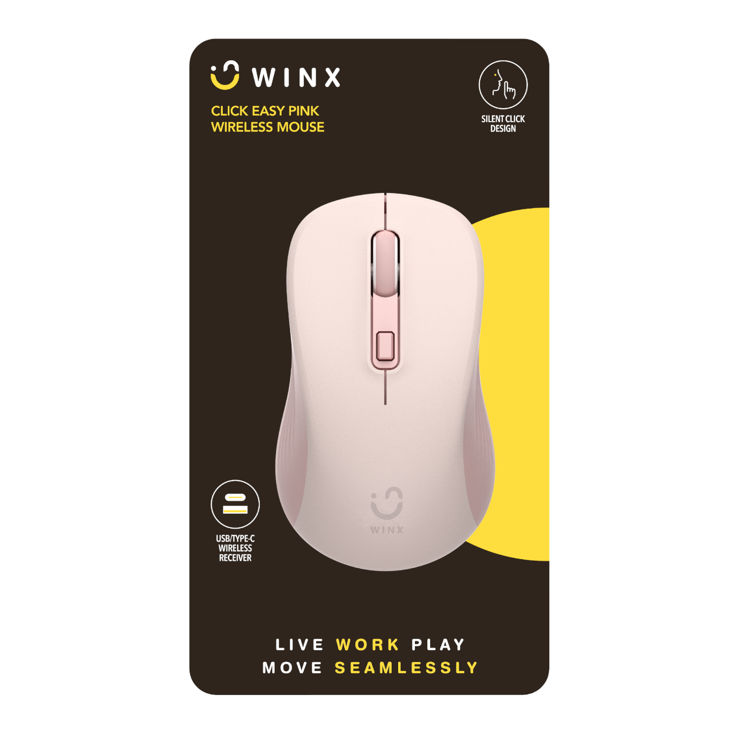 WINX CLICK Easy 1600DPI 2.4GHz Wireless Mouse - Pink 3 WINX CLICK Easy 1600DPI 2.4GHz Wireless Mouse - Pink - Image 3