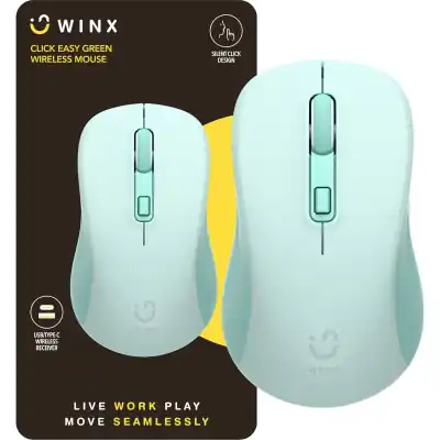 WINX CLICK Easy 1600DPI 2.4GHz Wireless Mouse - Green (WX-KB112)