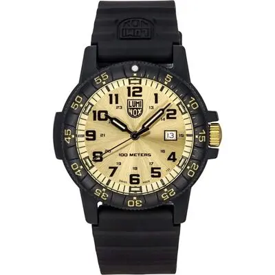 Luminox Sea Turtle Giant Plastic Strap Gold Dial Swiss Quartz XS.0325.GP 100M Men's Watch
