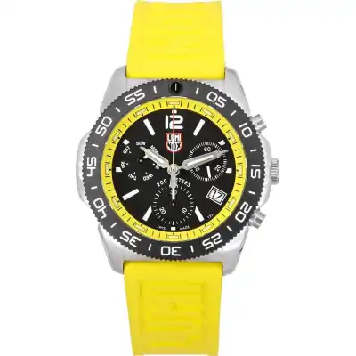 Luminox Pacific Diver Chronograph Yellow Rubber Strap Black Dial Swiss Quartz Diver's XS.3145 200M Men's Watch