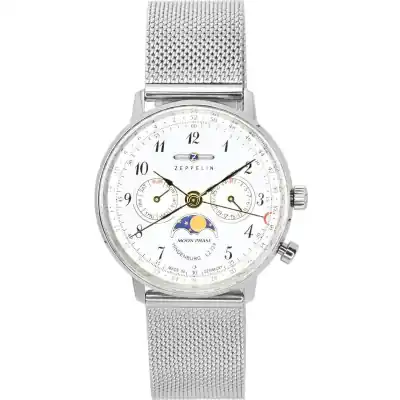 Zeppelin LZ129 Hindenburg Moonphase Silver Dial Quartz 7037M1 Women's Watch