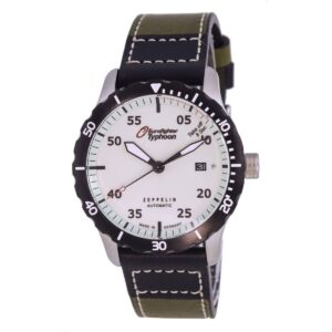 Zeppelin Eurofighter Leather Strap Beige Dial Automatic Diver's 7268-5 72685 200M Men's Watch